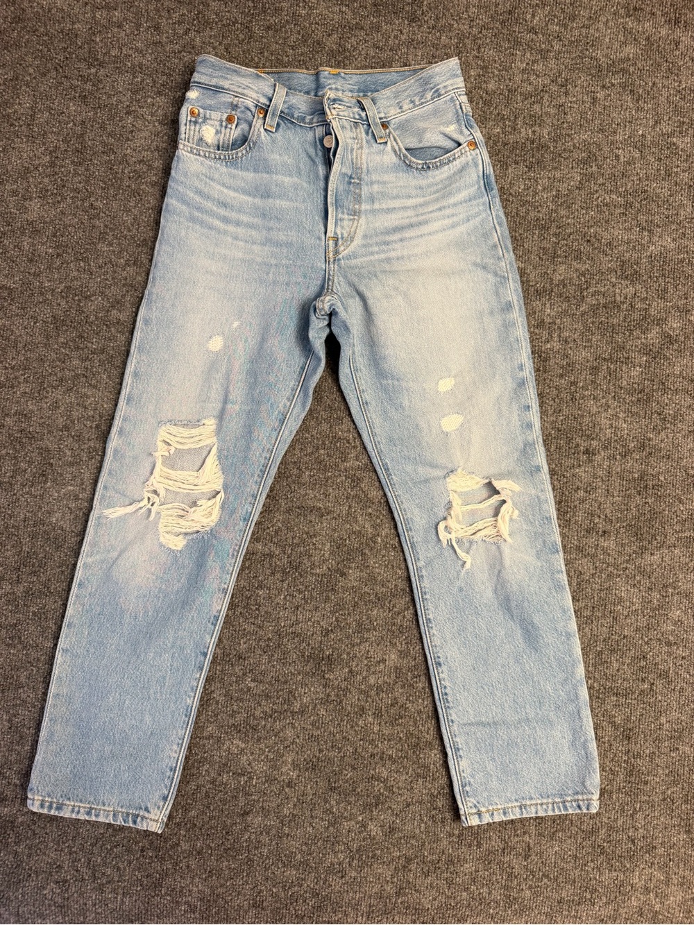 Levi's Light Blue Distressed Slim Straight Jeans